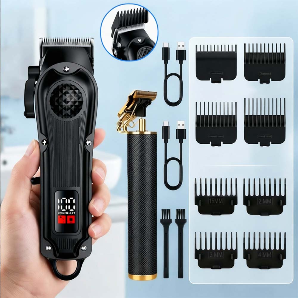 Men'S Grooming Essentials - เครื่องตัดผมมืออาชีพพร้อมจอแสดงผล LED, เครื่องโกนหนวดไร้สายแบบชาร์จได้ & เครื่องโกนหนวดแบบ T-Blade