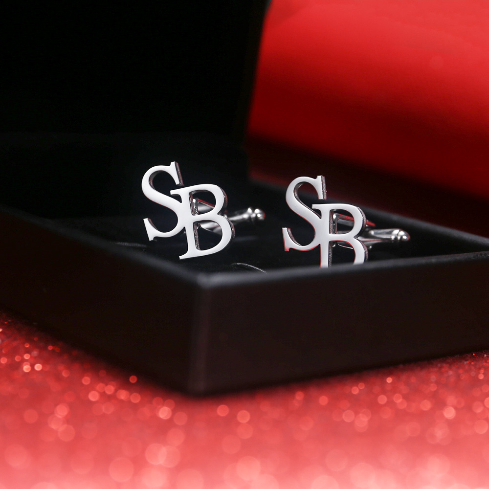 Men Grooming Usa - Tangula Custom Initials Cufflinks สแตนเลสบุรุษตัวอักษร Cufflinks