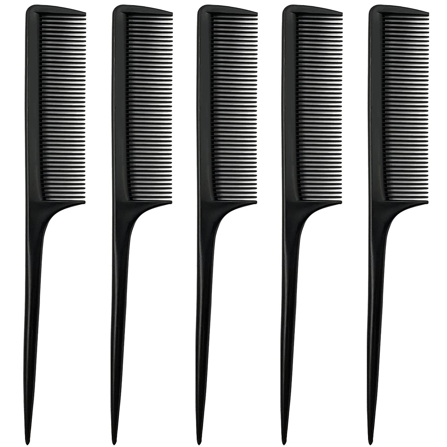 Comb Fine Tooth - 1/5ชิ้นหวีหางหนูคาร์บอนไฟเบอร์หวีฟันละเอียดหวีหางยาวทนความร้อนไม่ไฟฟ้าสถิตมีด้ามจับบางและยาว