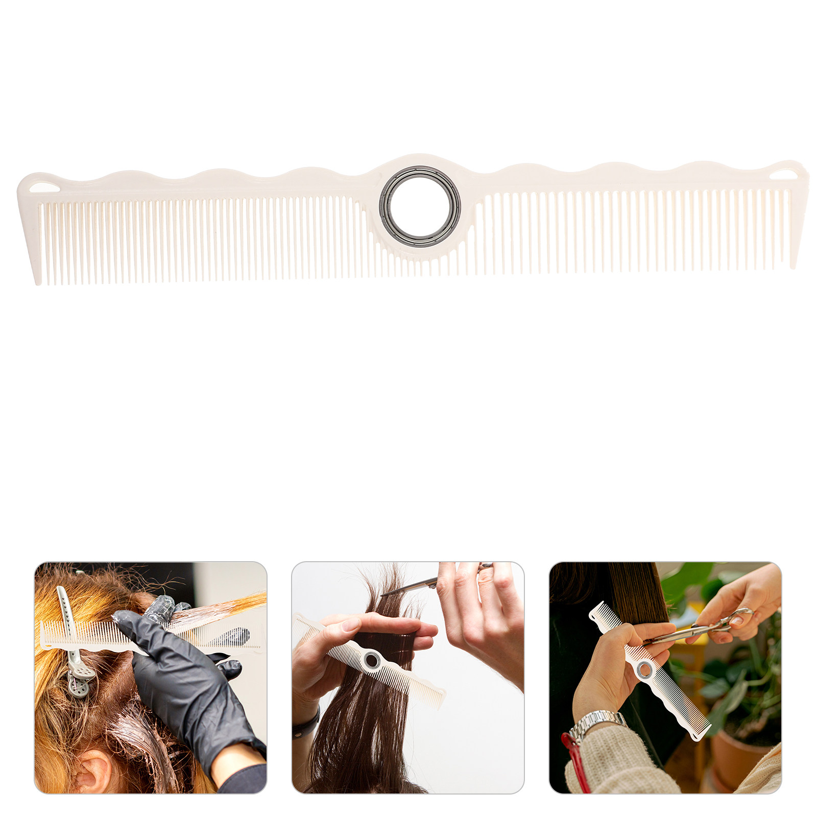 Comb Fine Tooth - หวีหมุนได้สำหรับช่างตัดผม หวีซี่ถี่สำหรับจัดแต่งทรงผม หวีซี่กว้างสำหรับไล่ระดับสีผม ช่วยให้ผมไม่พันกัน ใช้งานได้อย่างราบรื่น