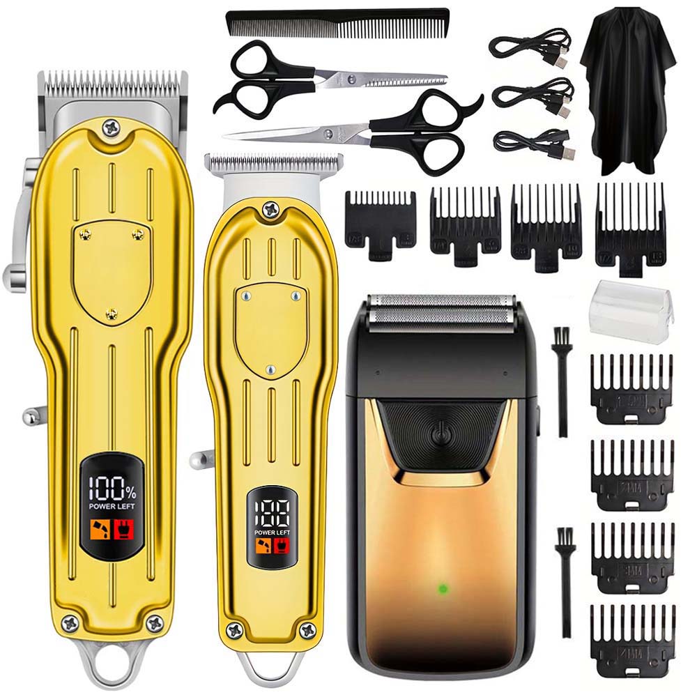 Men'S Grooming Essentials - ชุดเครื่องตัดผมมืออาชีพพร้อมหน้าจอ LCD, เครื่องตัดแต่งหนวดไร้สายและเครื่องโกนหนวดแบบฟอยล์สำหรับผู้ชาย, ชุดอุปกรณ์ดูแลตัวเองแบบชาร์จ USB พร้อมหัวตัดหลายขนาดและอุปกรณ์เสริม