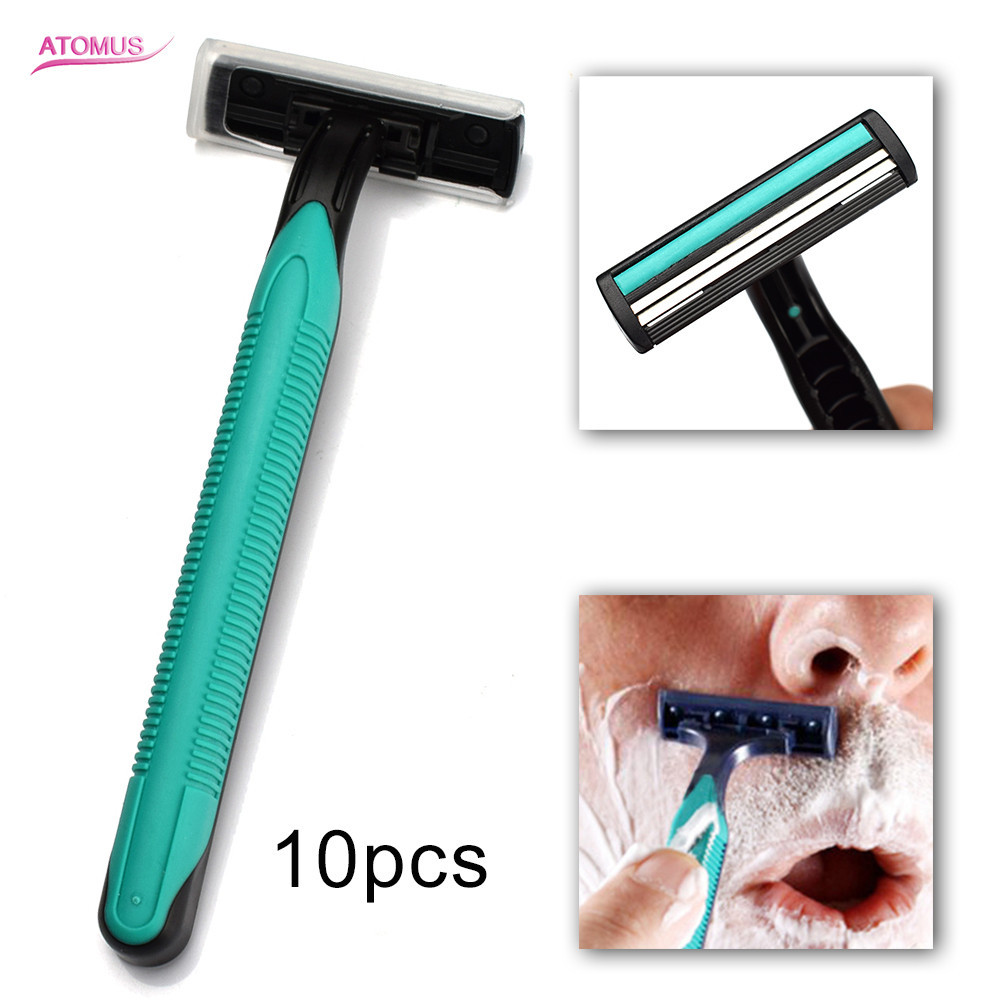 Straight Razor Safety - มีดโกนหนวดแบบใช้มือสำหรับผู้ชาย 10 ชิ้น พร้อมด้ามจับแบบดั้งเดิม ใช้ได้หลากหลาย ใช้สำหรับโกนหนวด