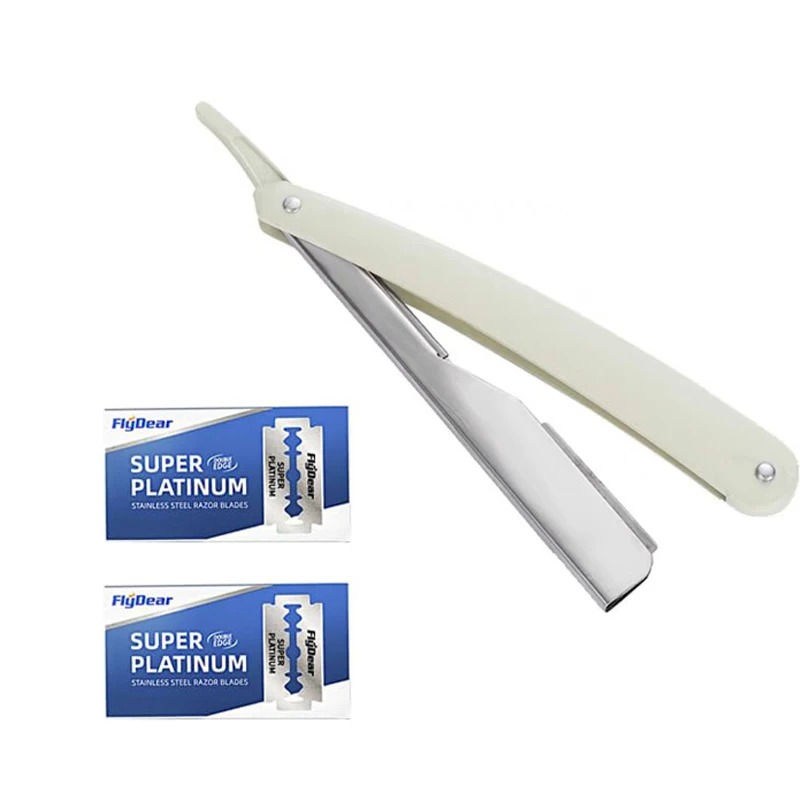 Straight Razor Safety - มีดโกนหนวดแบบมืออาชีพ ใบมีดตรง สแตนเลสคมกริบ สำหรับช่างตัดผม แบบพับได้ พร้อมใบมีด