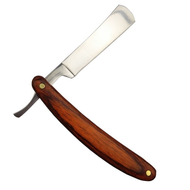 Straight Razor Safety - วินเทจไม้จับตรงขอบสแตนเลสตัดผมมีดโกนมีดโกนพับ