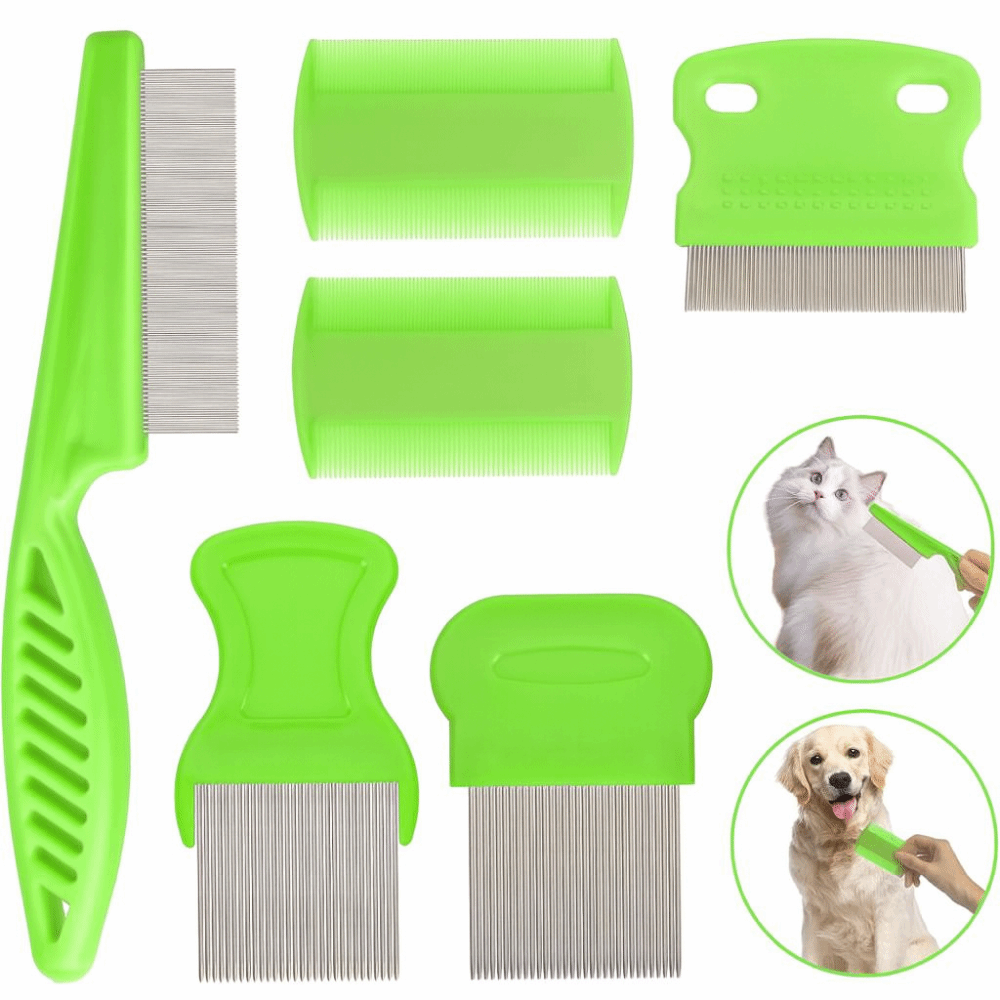 Comb Fine Tooth - ชุดหวีกำจัดเห็บหมัด 6 ชิ้น/ชุด ทำจากพลาสติก ABS หวีซี่ละเอียด