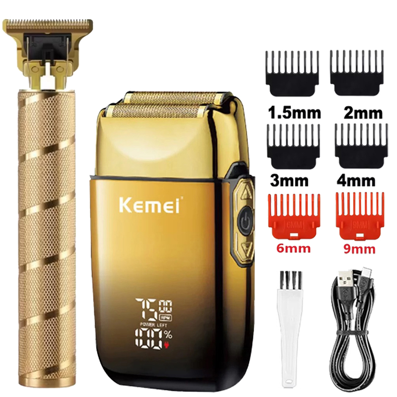 Men'S Grooming Essentials - เครื่องตัดผม Kemei KM-TX10 T9 ปัตตาเลี่ยนไฟฟ้า ใบมีดโกนแบบฟอยล์
