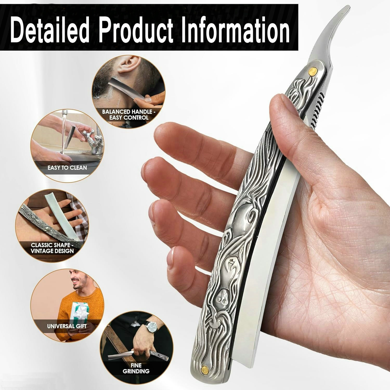 มีดโกนตัดผมมืออาชีพสําหรับตัดผ - Straight Razor Safety บทวิจารณ์และราคา