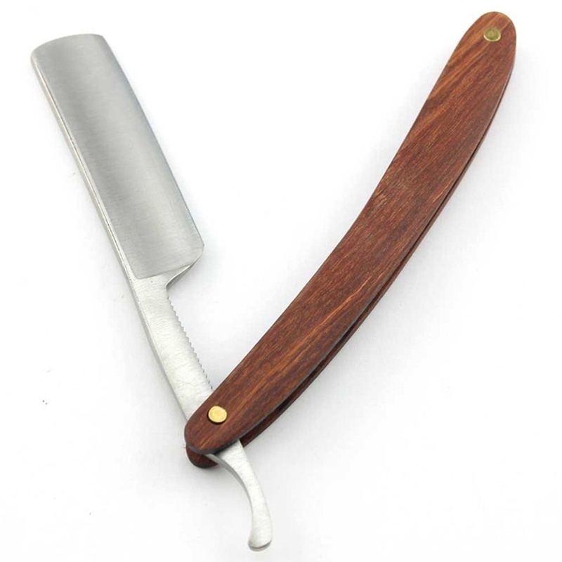 วินเทจไม้จับตรงขอบสแตนเลสตัดผม - Straight Razor Safety บทวิจารณ์และราคา